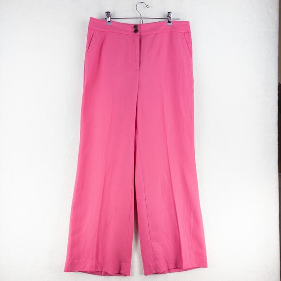 Talbots Greenwich Pants 10P Pink Geranium Linen Wide Leg High Waist NWT - Picture 2 of 12